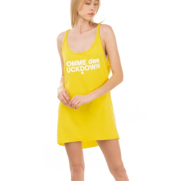 Comme Des F*ckdown yellow cotton  jersey tank dress, XL, NWT - Picture 6 of 7